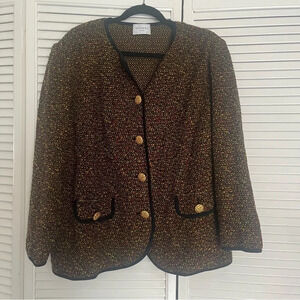 Stizzoli blazer wool knit blazer black yellow red green gold buttons 58 / XL
